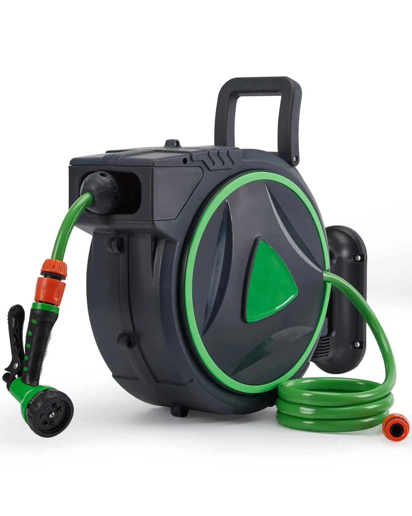 Retractable Garden Hose Reel 1/2 x 65/100 ft & 5/8 x 65/90 ft, 180° Wall Mount Swivel, Auto Rewind For Yard Use