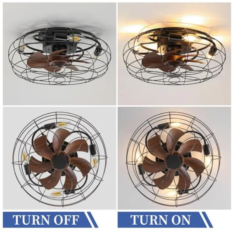 Outdoor Ceiling Fan With Lights And Remote Flush Mount Rustic