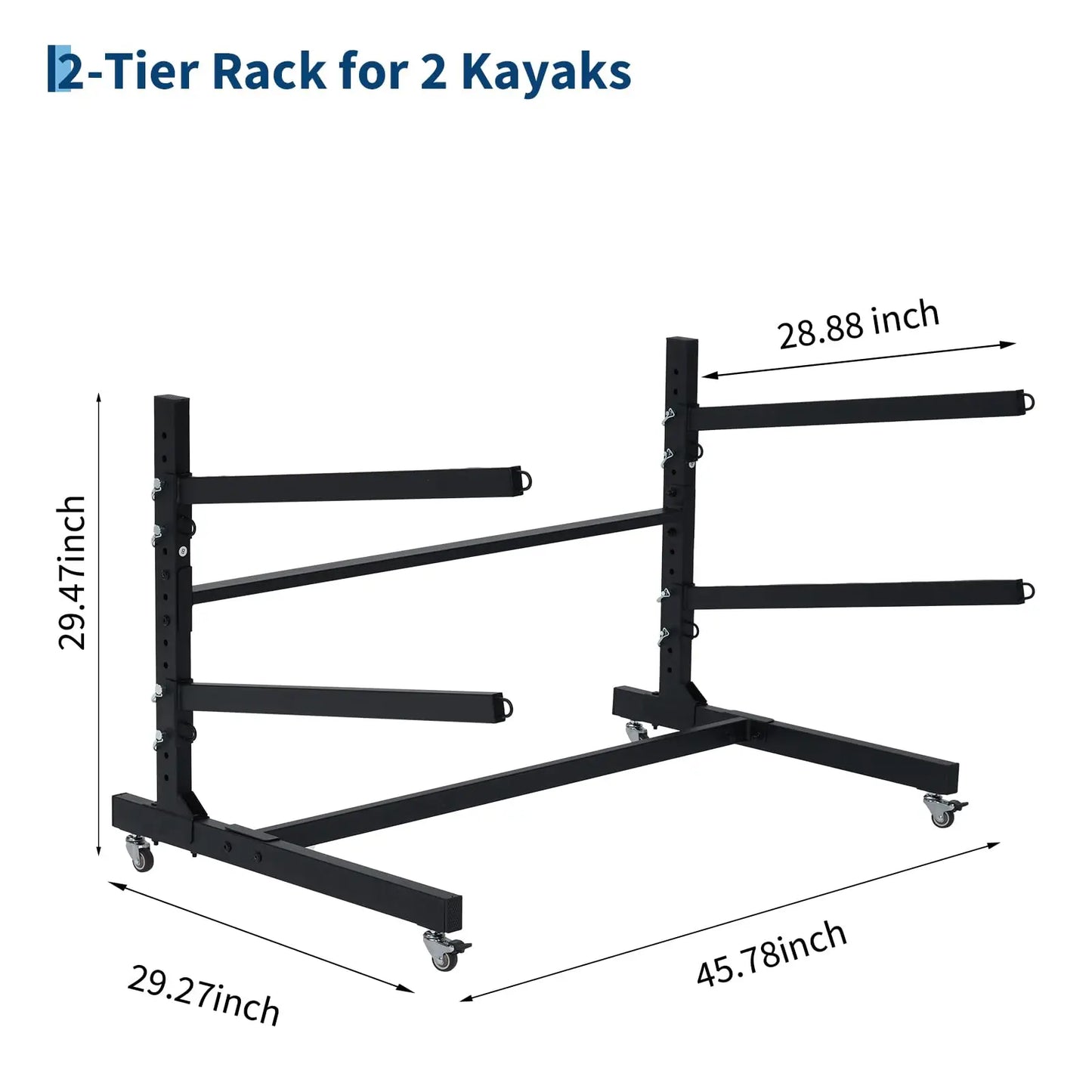 Freestanding Kayak Storage Rack 2/3/4 Tier Adjustable SUP Canoe Stand Heavy Duty Holder With Wheels Outdoor Garage Organizer