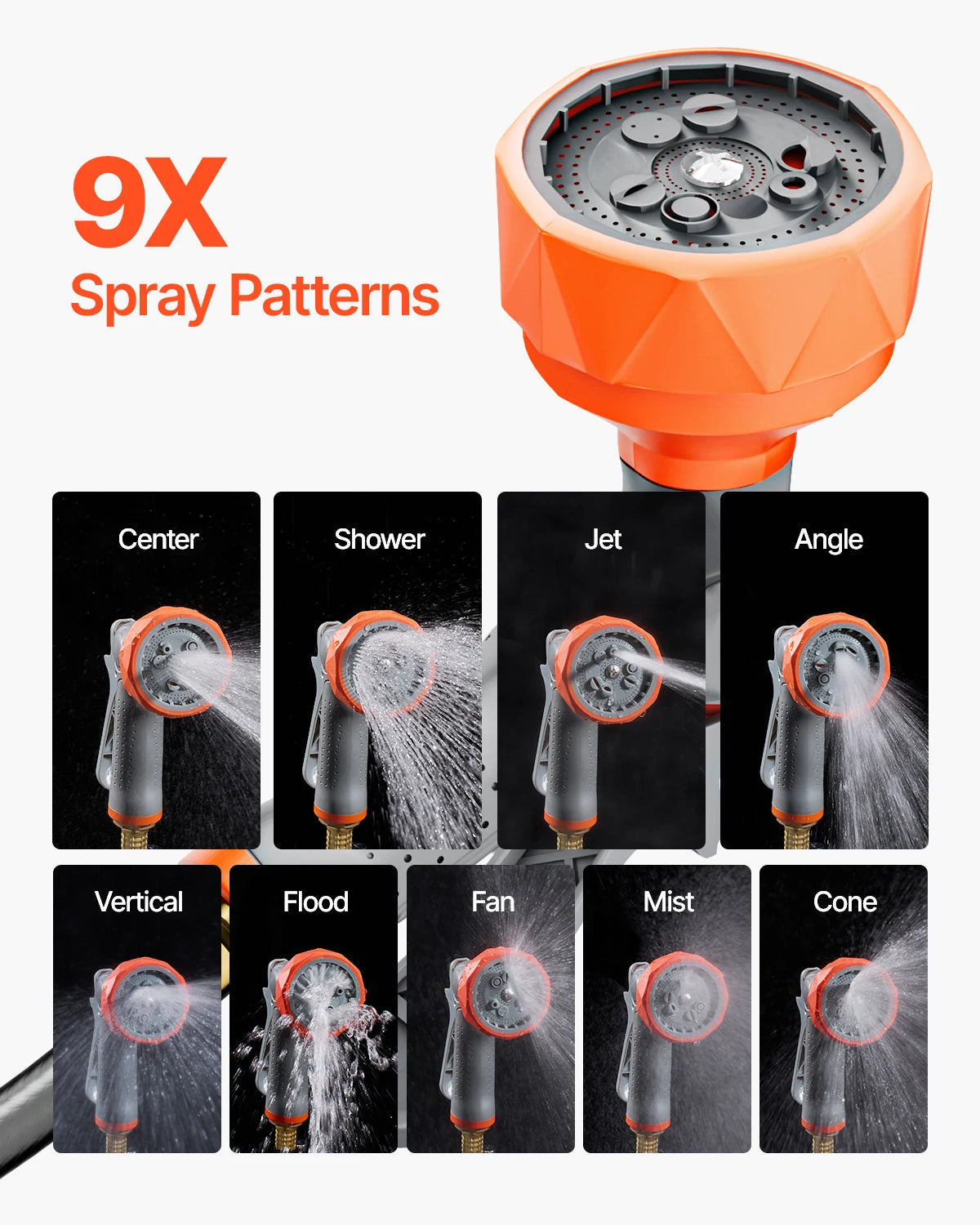SucceBuy Retractable Garden Hose Reel Wall Mounted Hose Reel Heavy Duty Garden Hose Reel with 9 Patterns Nozzle Swivel Bracket