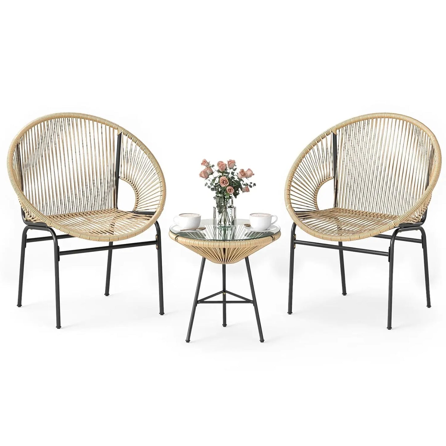 Outdoor Patio Furniture Set Acapulco Chairs With Tempered Glass Table