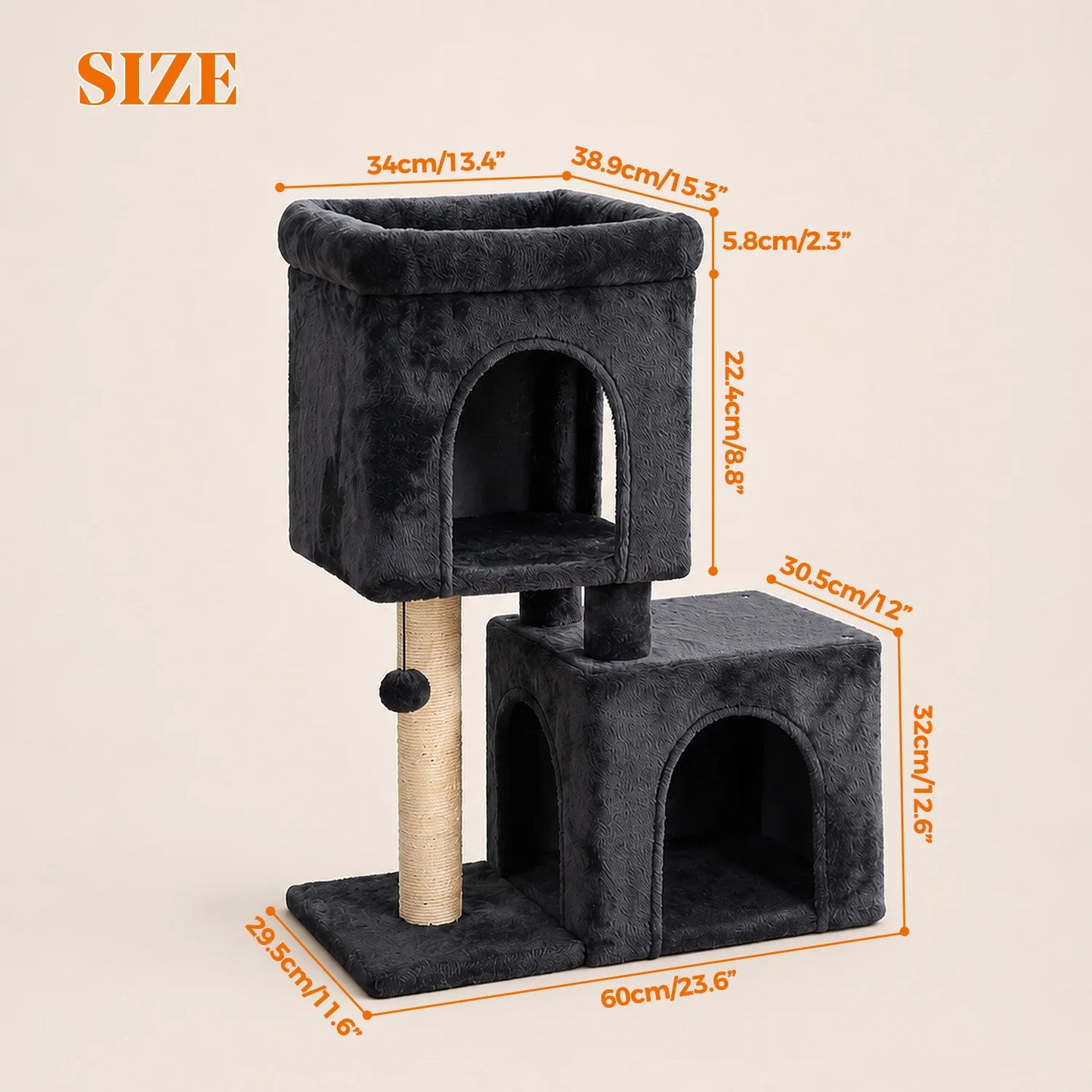 PAWZ Road Cat Tree With Cozy Condos And Sisal Scratching