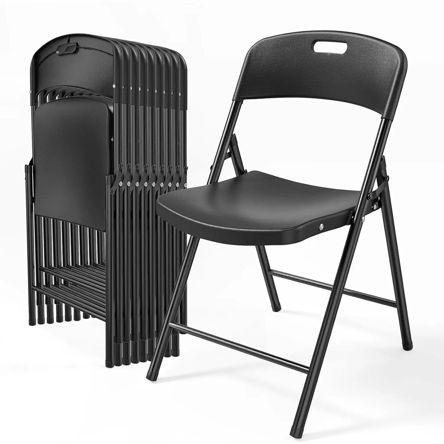 Plastic Folding Chairs With Portable Sturdy Steel Frame Indoor Outdoor