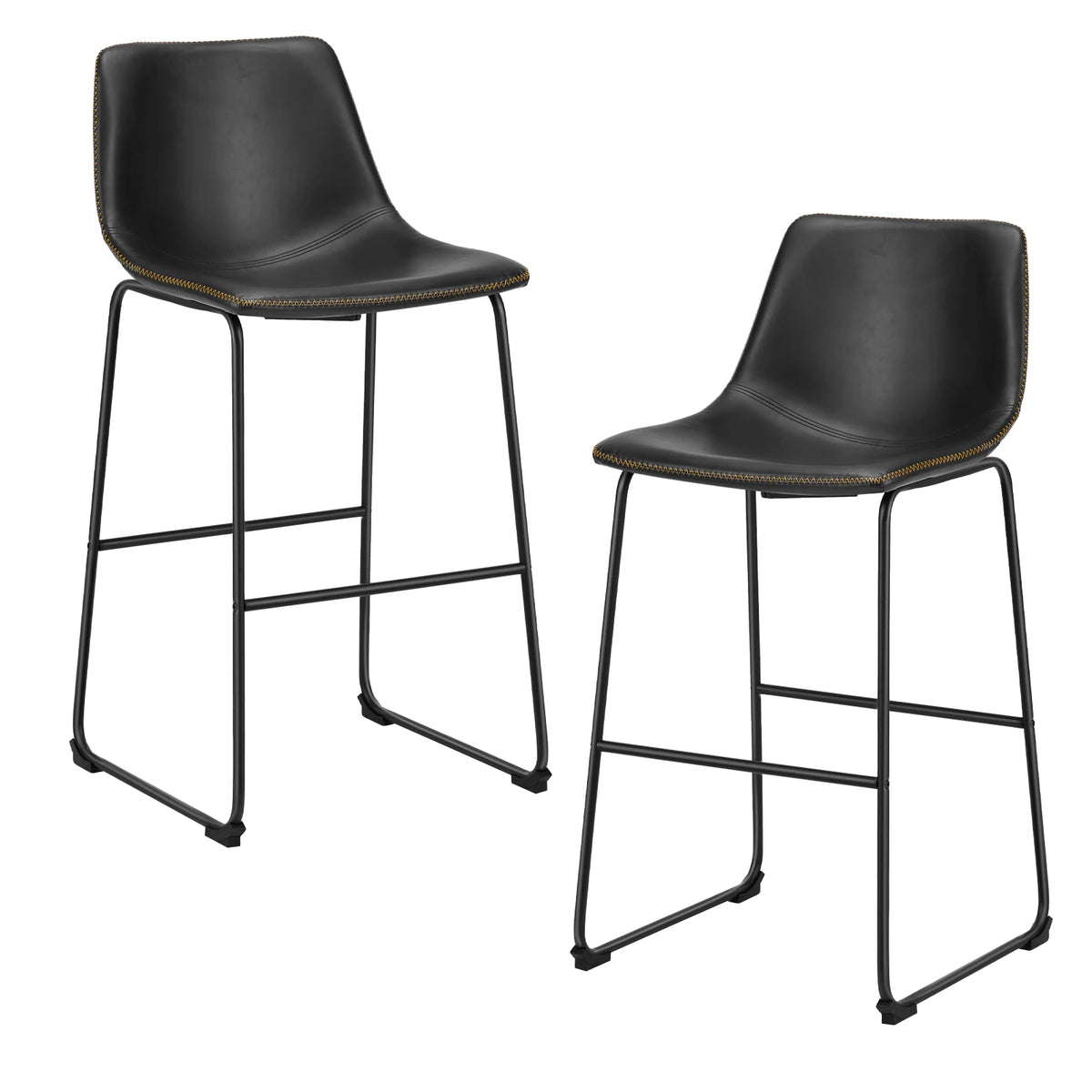 JHK Modern Armless Faux Leather Counter Height Bar Stools