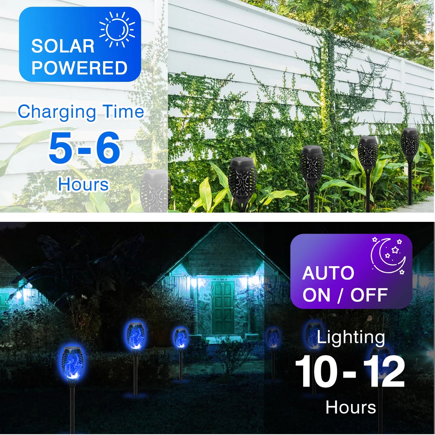Solar Lights Outdoor Torch Flickering Flame Lawn Decor