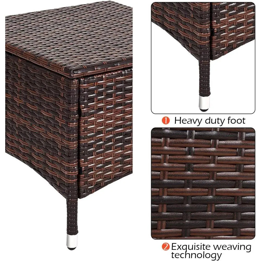 Wicker Outdoor Patio Set With Glass Top Coffee Table