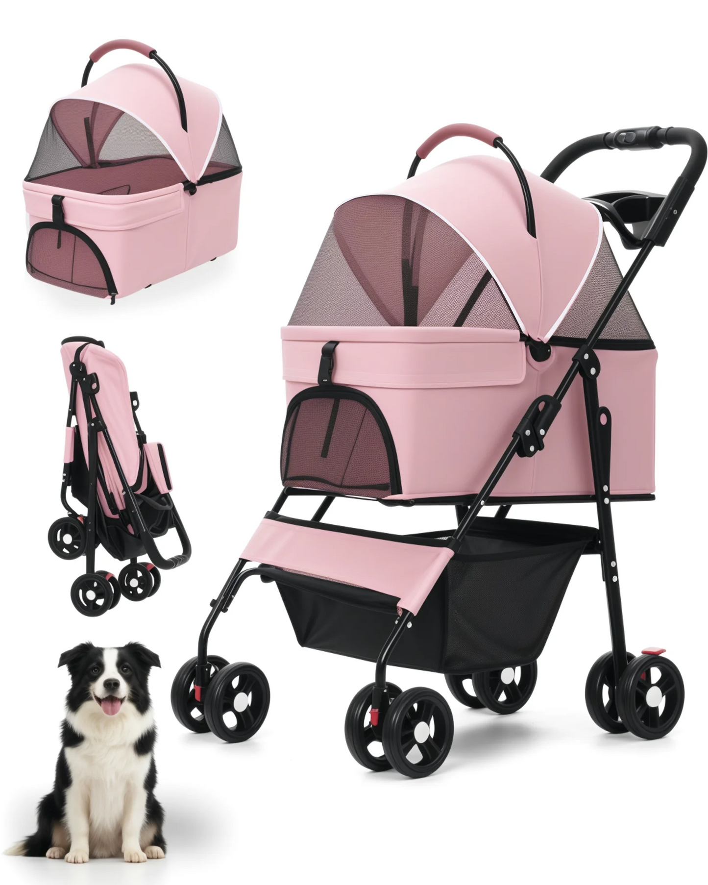 Cabusatly 2 In 1 Pet Stroller With Removable Carrier