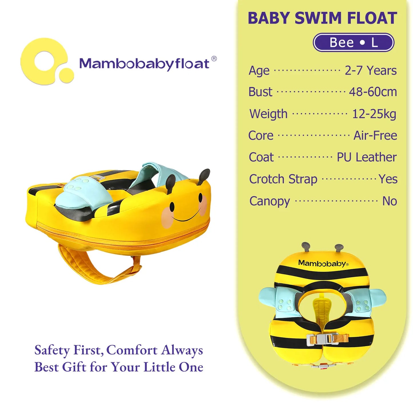 Mambobaby Float with Crotch Support 98% UV Protection Canopy Skin-friendly Baby Swim Ring Toddler Pool Float Infant Swim Circle
