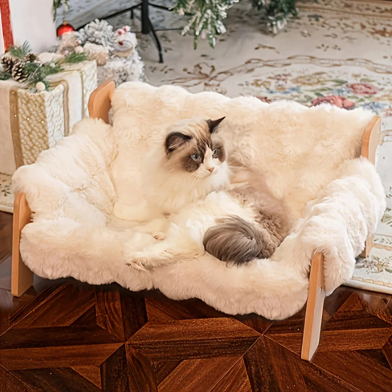 Raised Solid Wood Pet Couch Bed Elevates Cats And Dogs