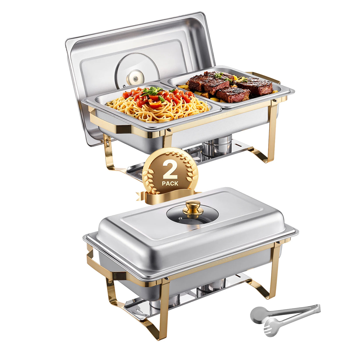 SucceBuy Stainless Steel Chafing Dish Buffet Set With Food Pans