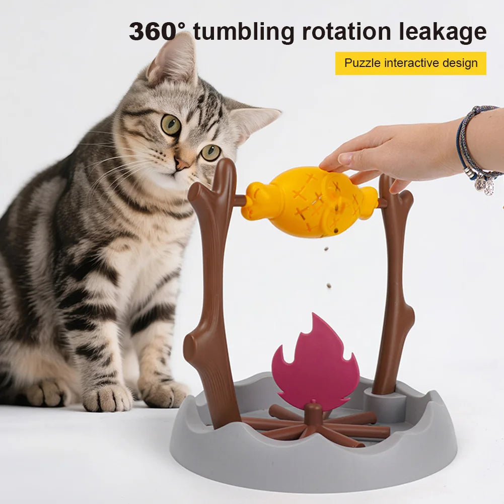Cat Treat Dispenser Slow Feeder Rotating Toy For Cats And Dogs