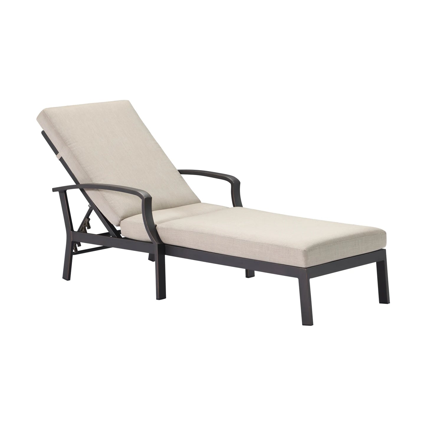 SeeHill Aluminum Outdoor Chaise Lounge Chair with Cushion, Adjustable Backrest Pool Lounger for Patio or Deck Use, Gunmetal