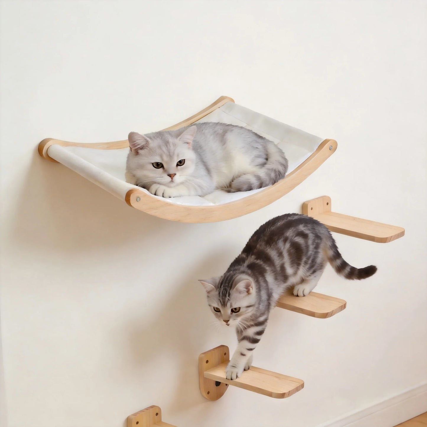 CWV Wall Mounted Cat Hammock Set With Climbing Shelves