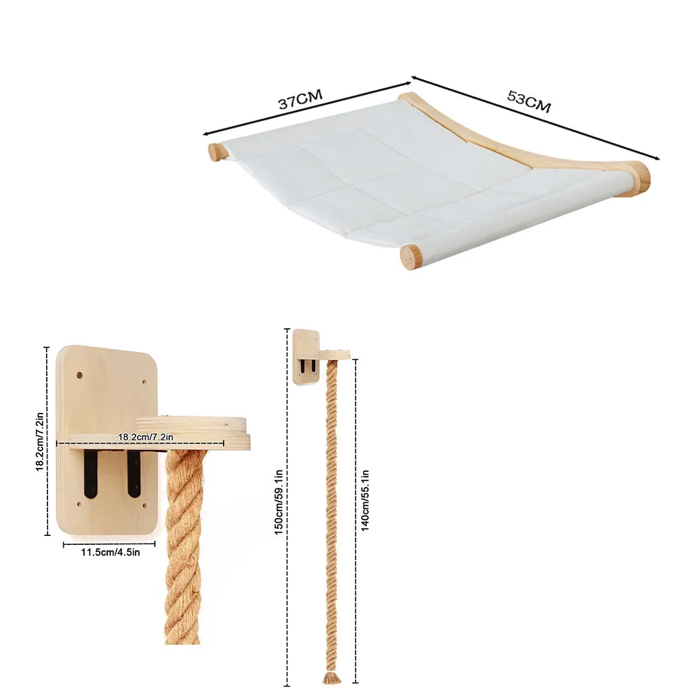 CWV Wall Mounted Cat Hammock Set With Climbing Shelves