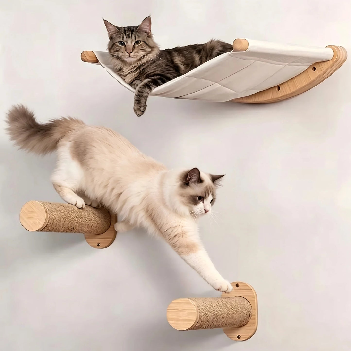 CWV Wall Mounted Cat Hammock Set With Climbing Shelves