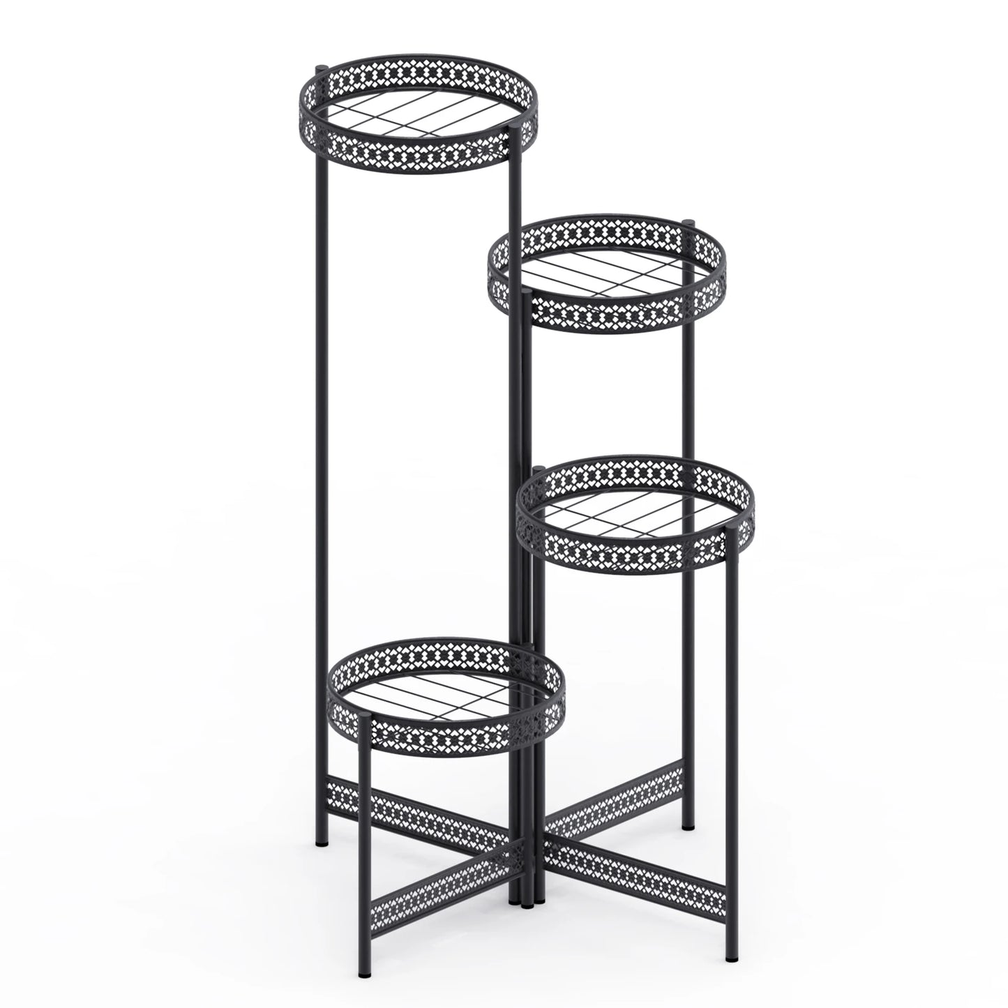 BINGOPAW 4 Tier Metal Plant Stand Indoor Tall Flower Pot Rack