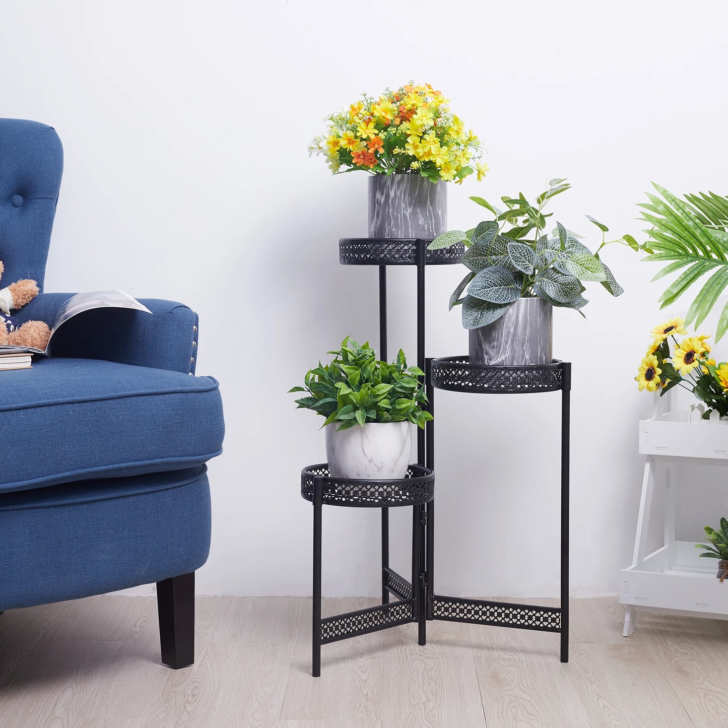 BINGOPAW 4 Tier Metal Plant Stand Indoor Tall Flower Pot Rack
