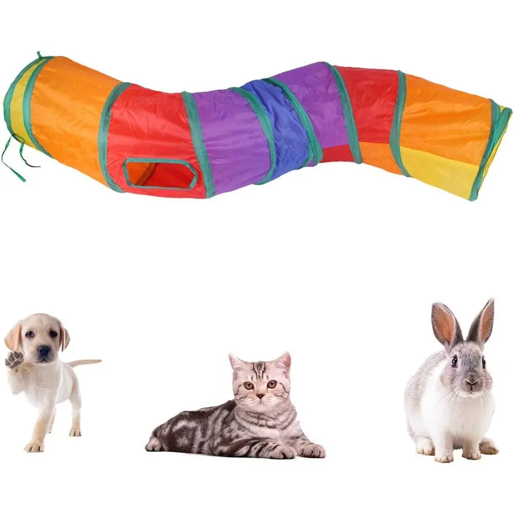 Cat Tunnel Indoor Interactive, Rabbit Tunnel Toys, Pet Toys Play Tunnels for Cats Kittens Rabbits Puppies Crinkle Up Rainbow 47