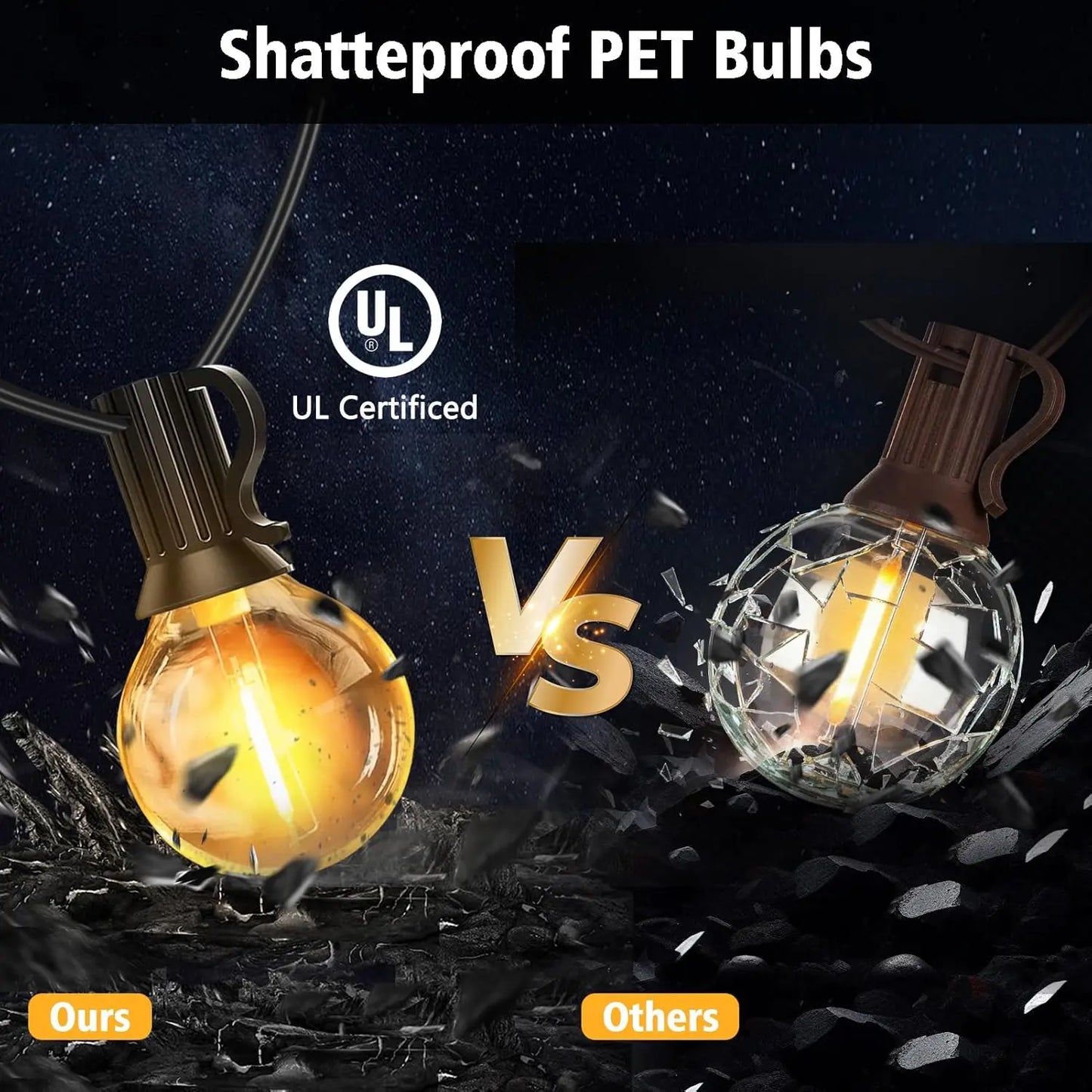 Aiopp Led Globe String Lights Outdoor G40 With US Plug