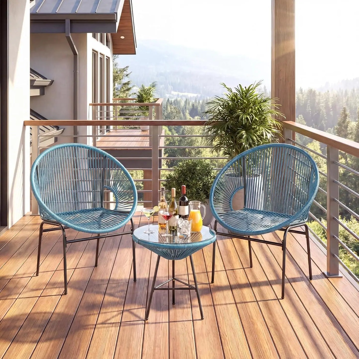 Outdoor Patio Furniture Set Acapulco Chairs With Tempered Glass Table