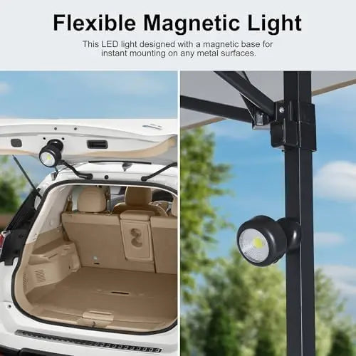 8x5 Pop Up Grill Gazebo - Outdoor BBQ Canopy with Shelf & Sidewall, Portable Barbeque Shelter with 2 Magnetic LED