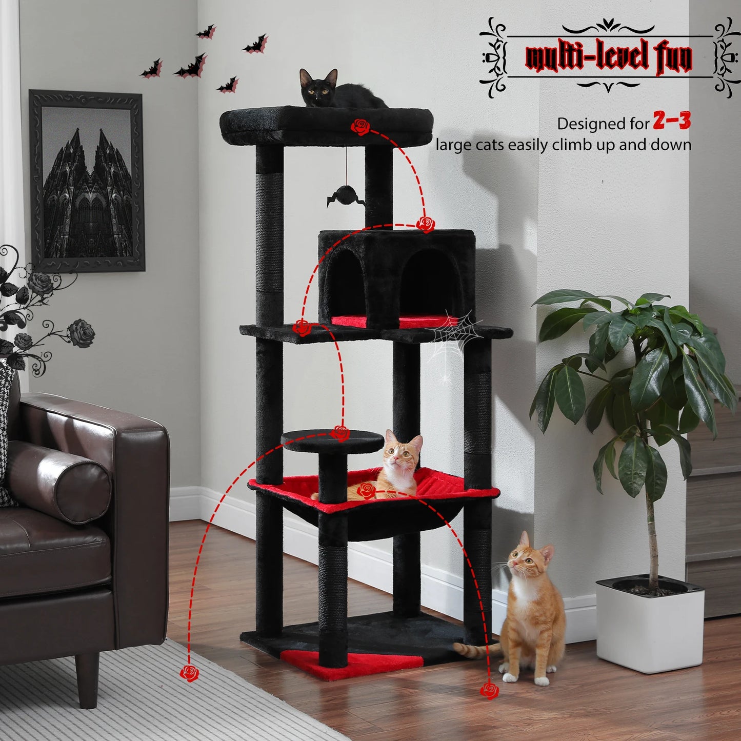 PAWZ Road Five Tier Cat Tree for Indoor Large Cats