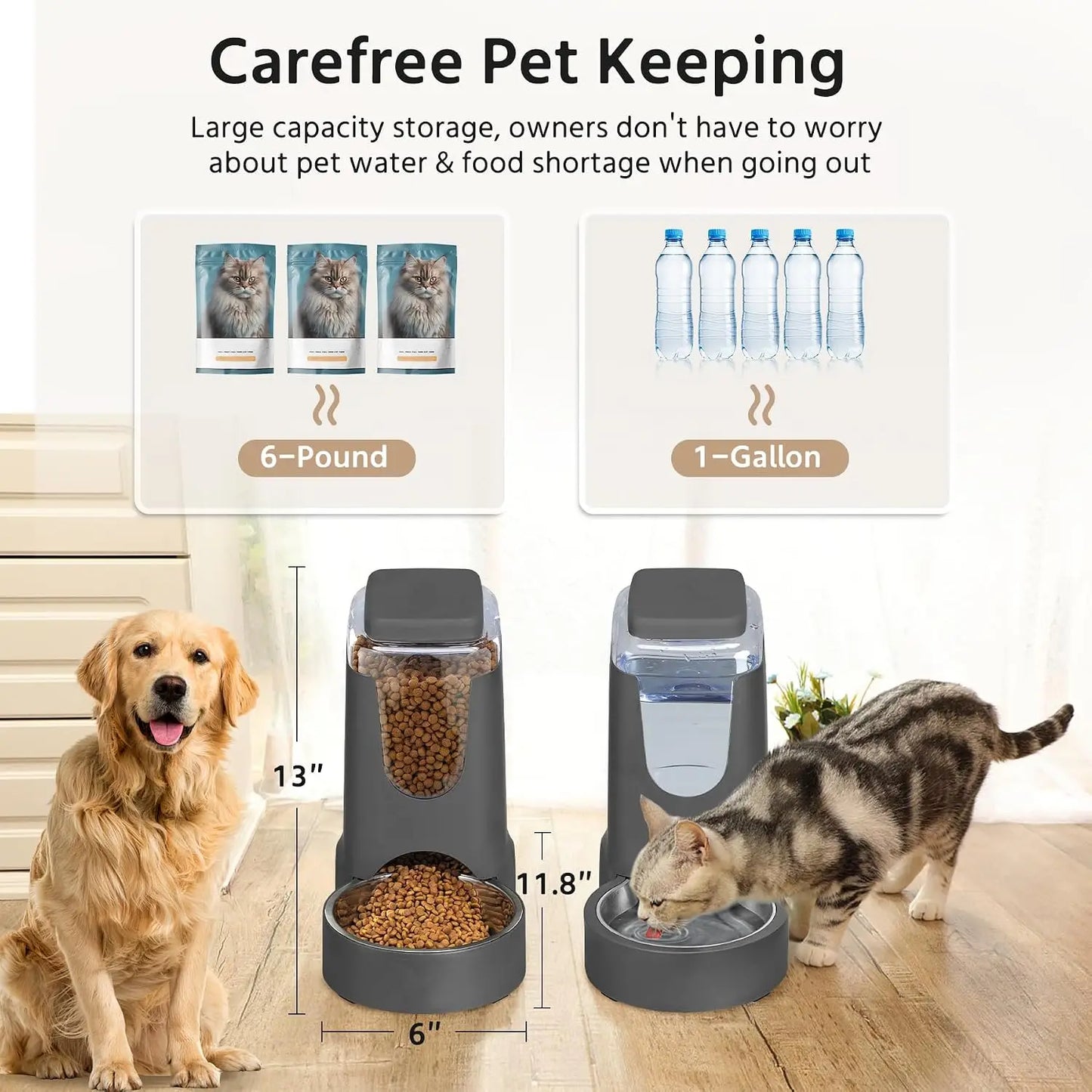 2 Pack Automatic Cat Feeder And Water Dispenser For Pets