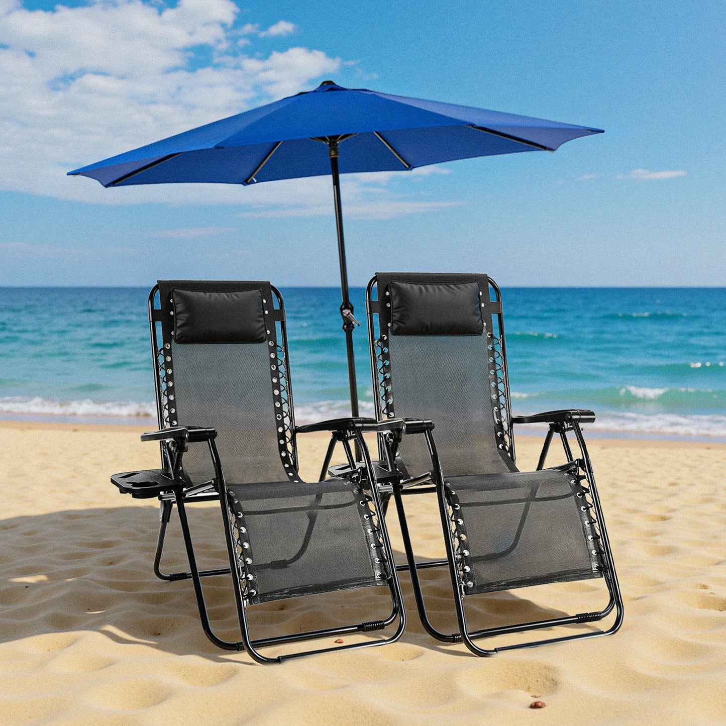 JHK Zero Gravity Recliner With Cup Holder Trays Pillow