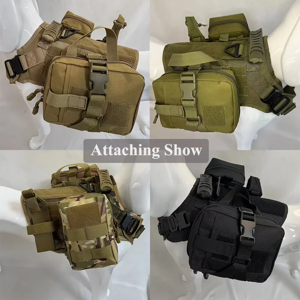 Dog Tactical Bags Set With MOLLE Pouches For Harness Attachments