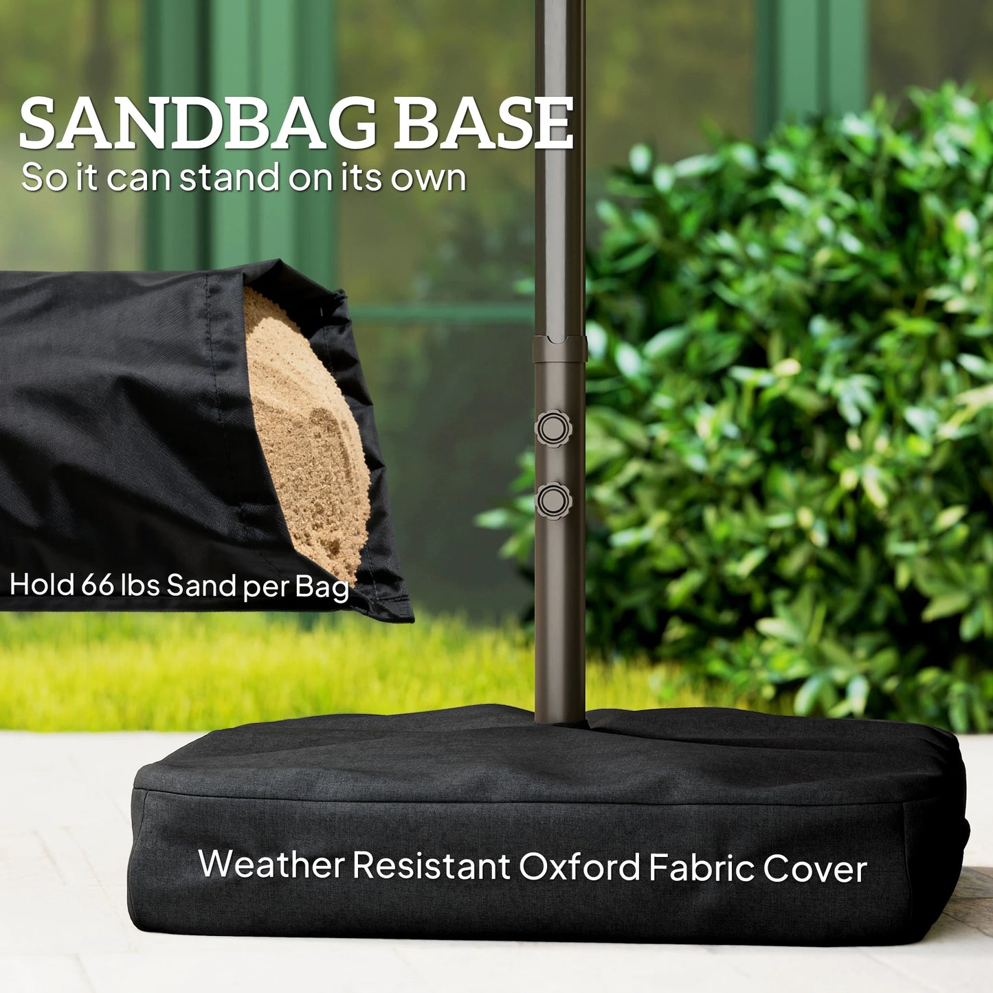 Patio Umbrella 15' Steel Rectangular Outdoor Double Sided Market with Base, Sun Protection & Easy Crank for Deck Pool Patio, Coffee