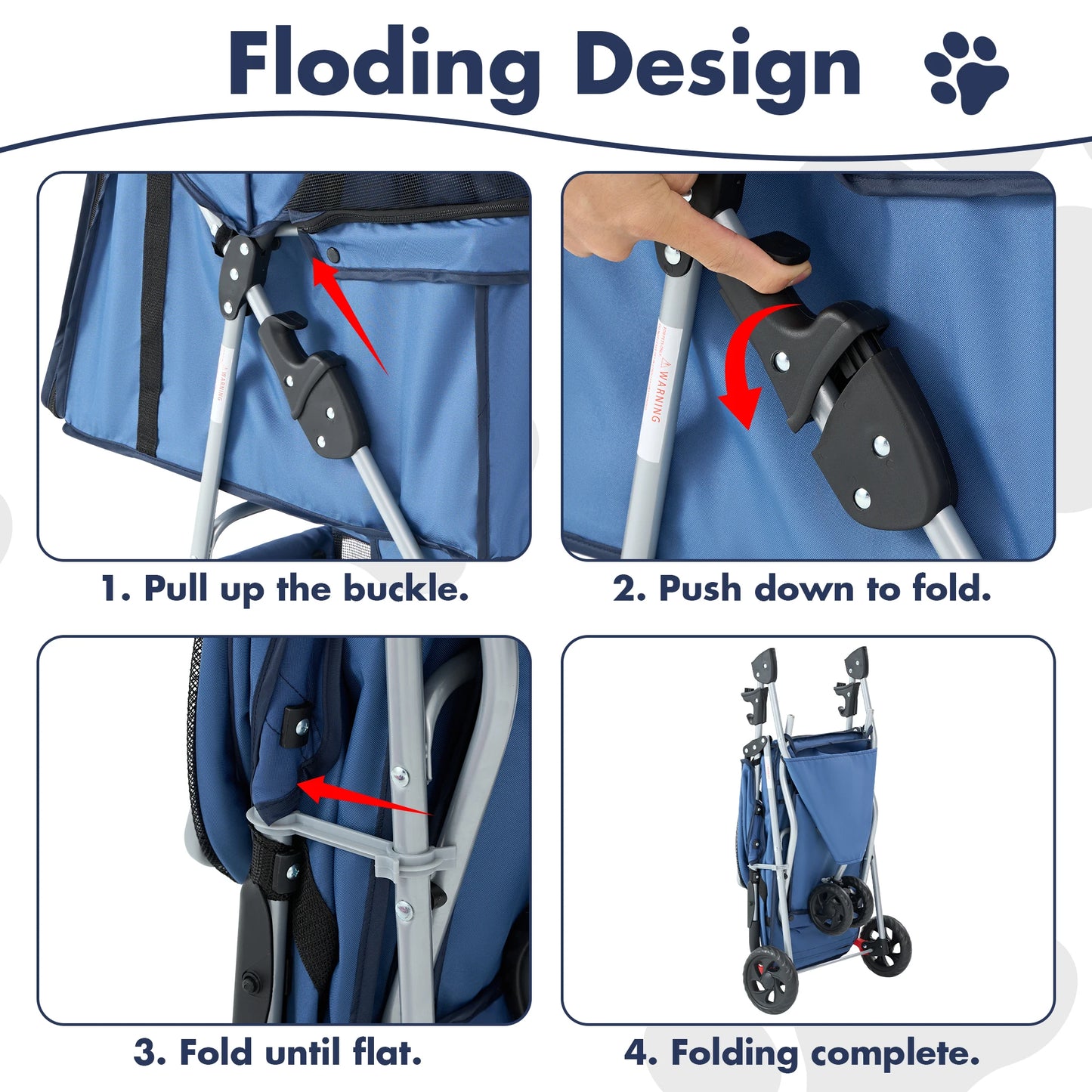 Three Wheel Foldable Pet Stroller for Small Dogs and Cats