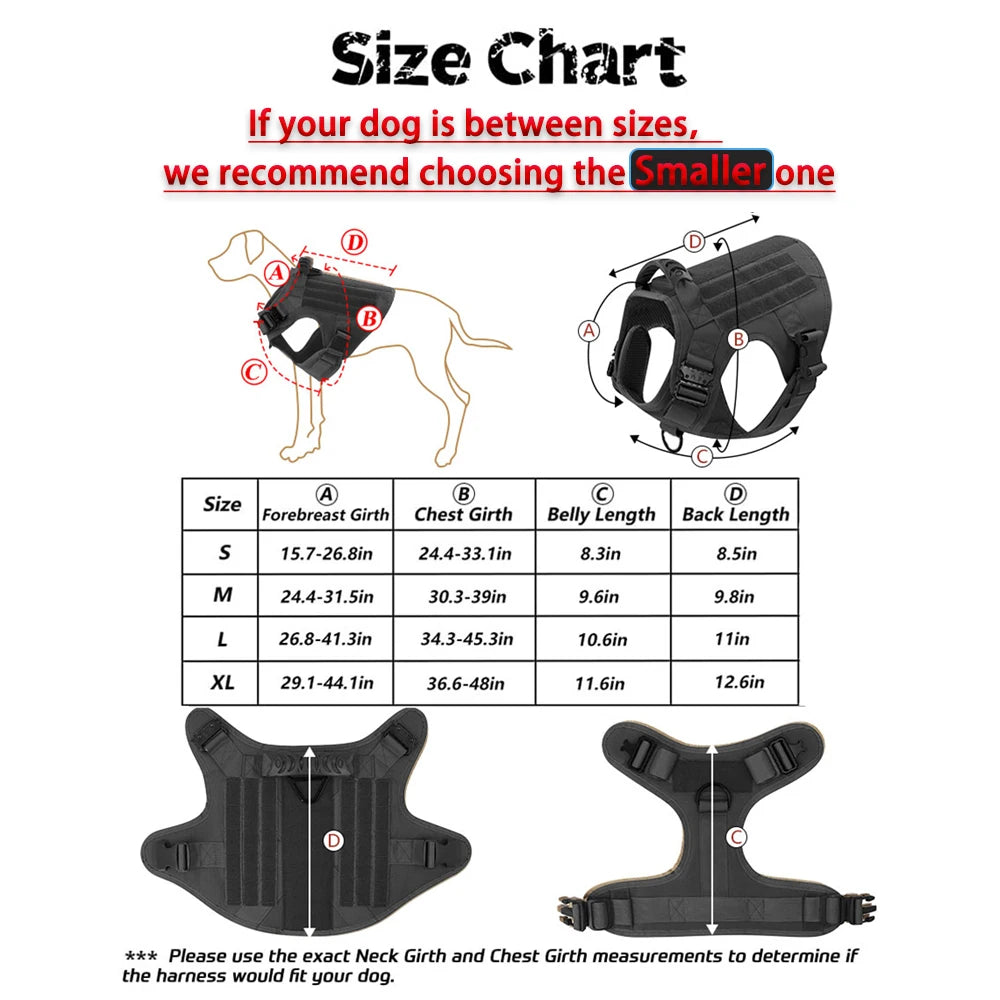 Tactical Dog Harness With Molle Pouches For Medium To Large German Shepherds