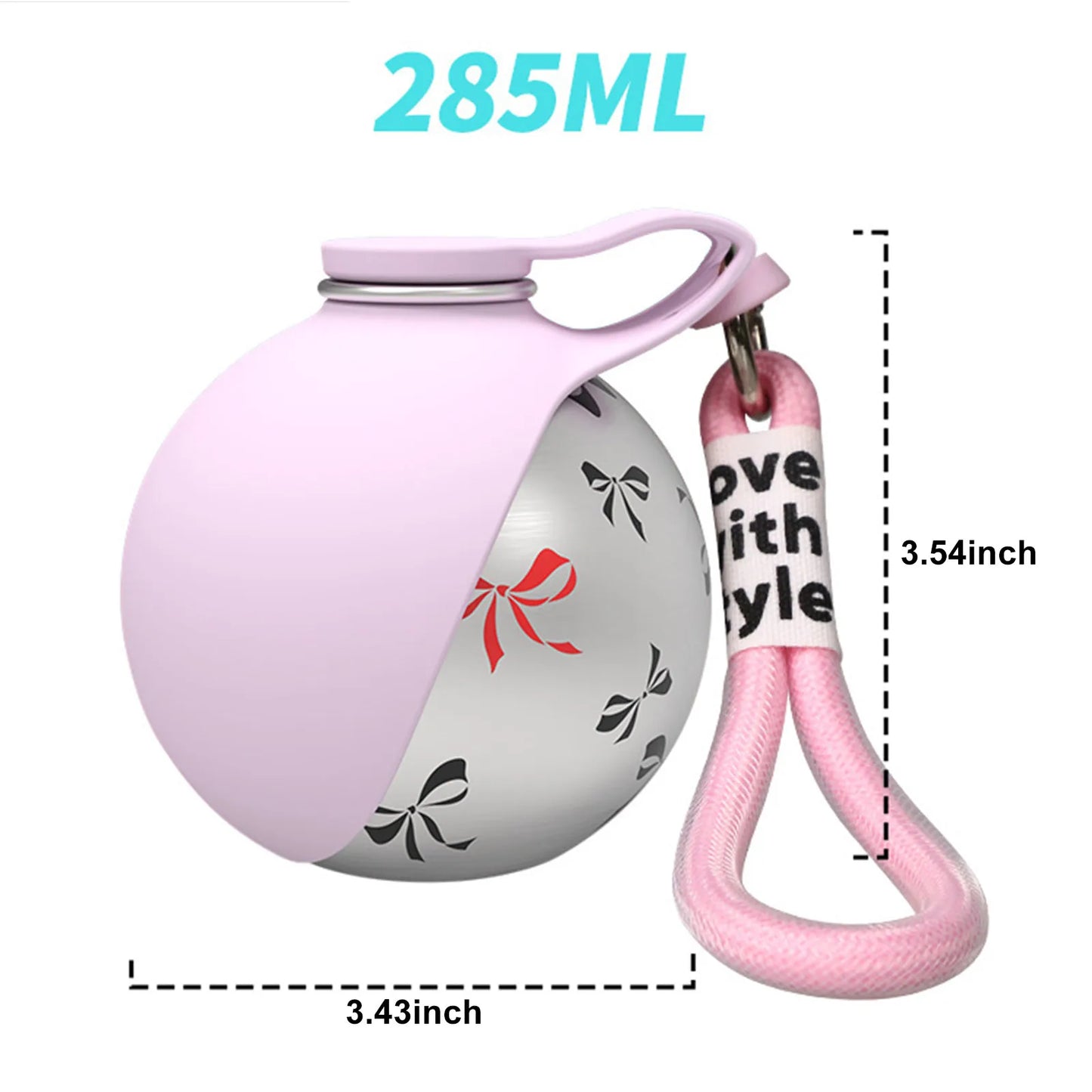 Portable Dog Water Bottle With Silicone Bowl Stainless Steel