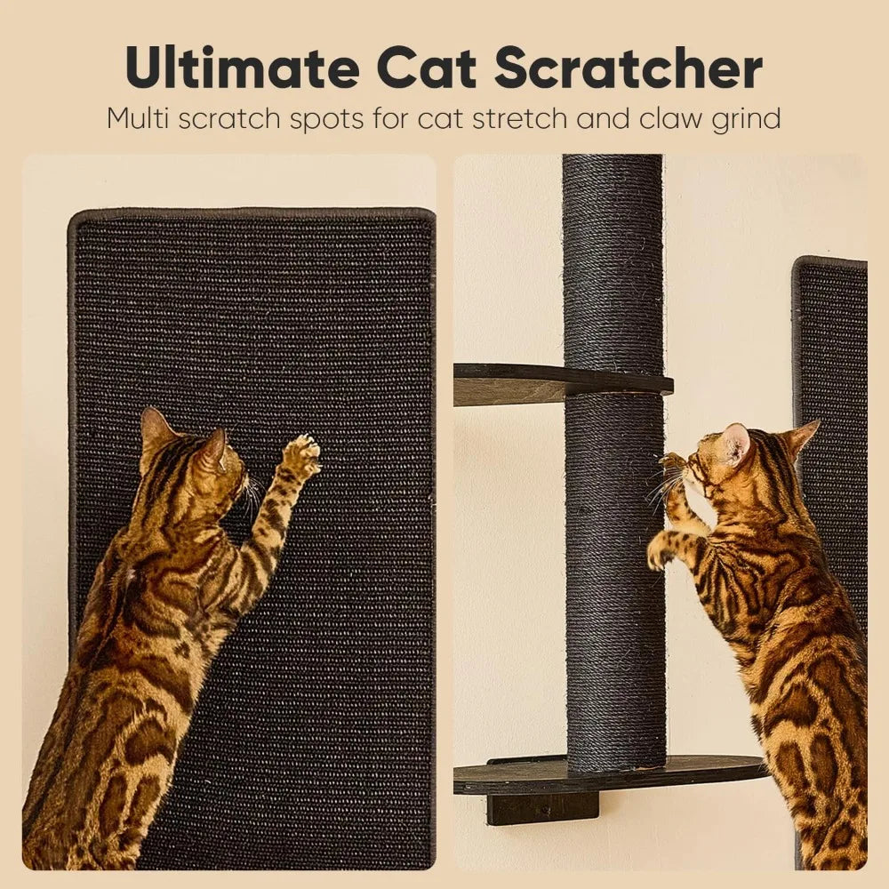 4 In 1 Cat Wall Shelves Kit With Hammock Bed Perch Scratching Mat