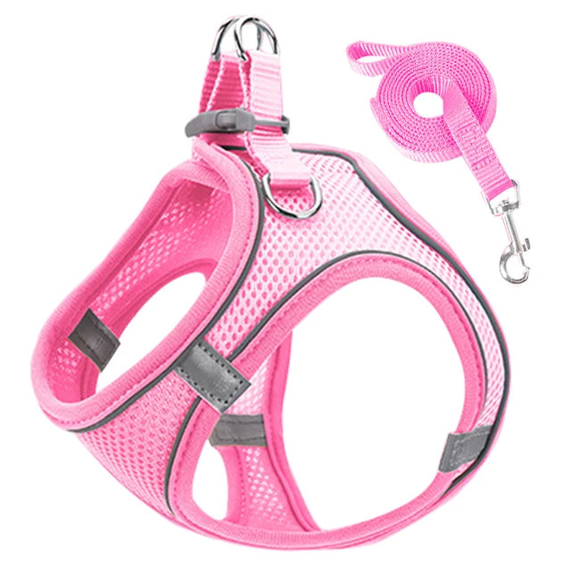 Reflective Cat Harness And Adjustable Leash Set For Cats And Small Dogs
