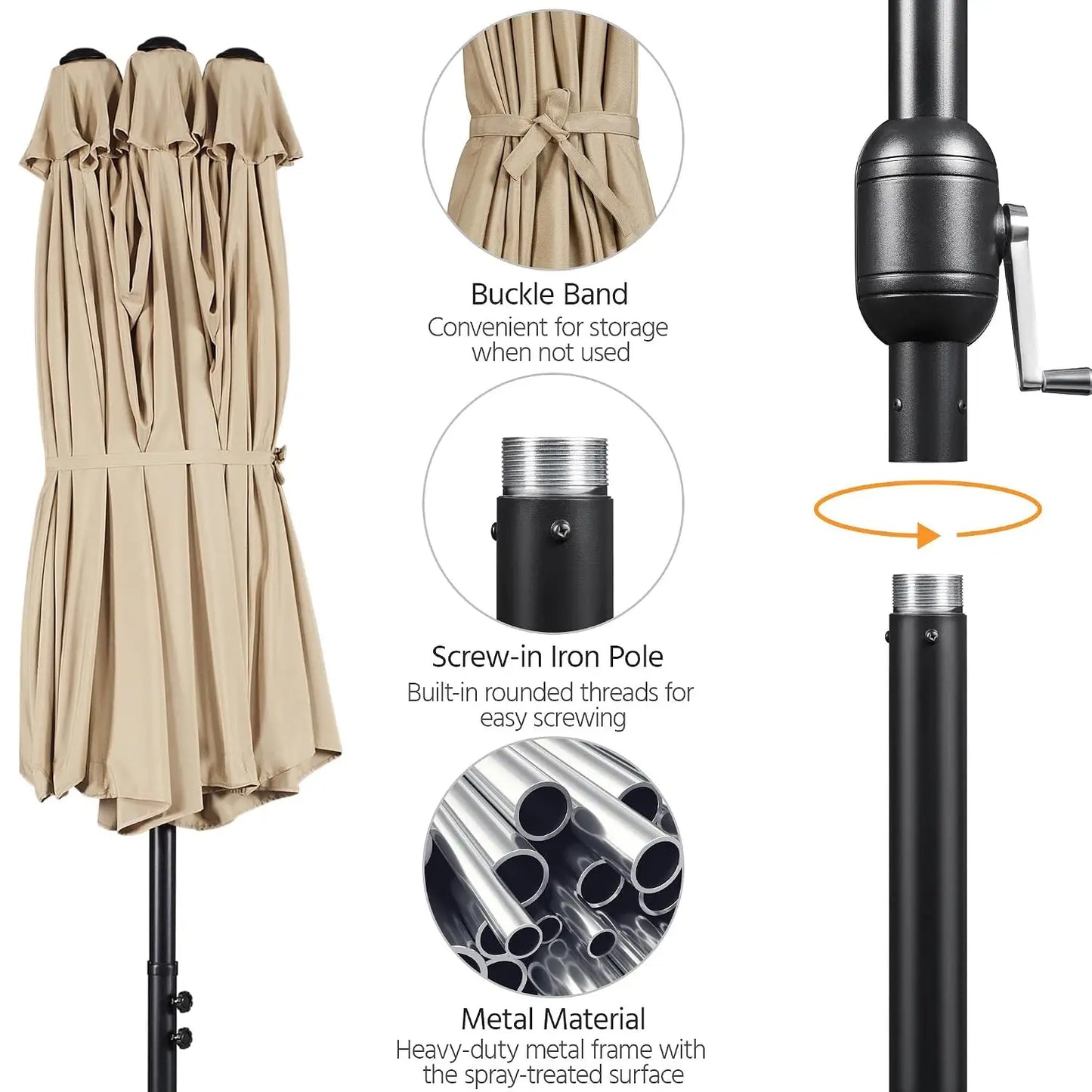 Double Sided Twin Patio Market Umbrella With Base Included