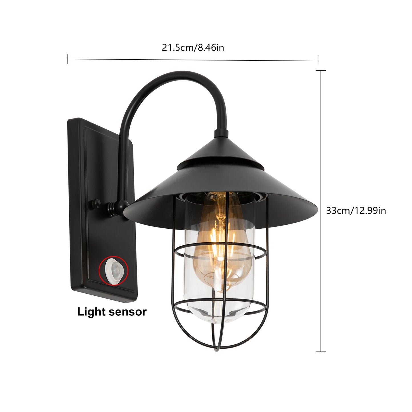 Bymaocar Retro Motion Sensor Wall Lamp Sconce E26 Base