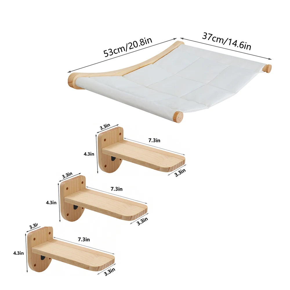 CWV Wall Mounted Cat Hammock Set With Climbing Shelves