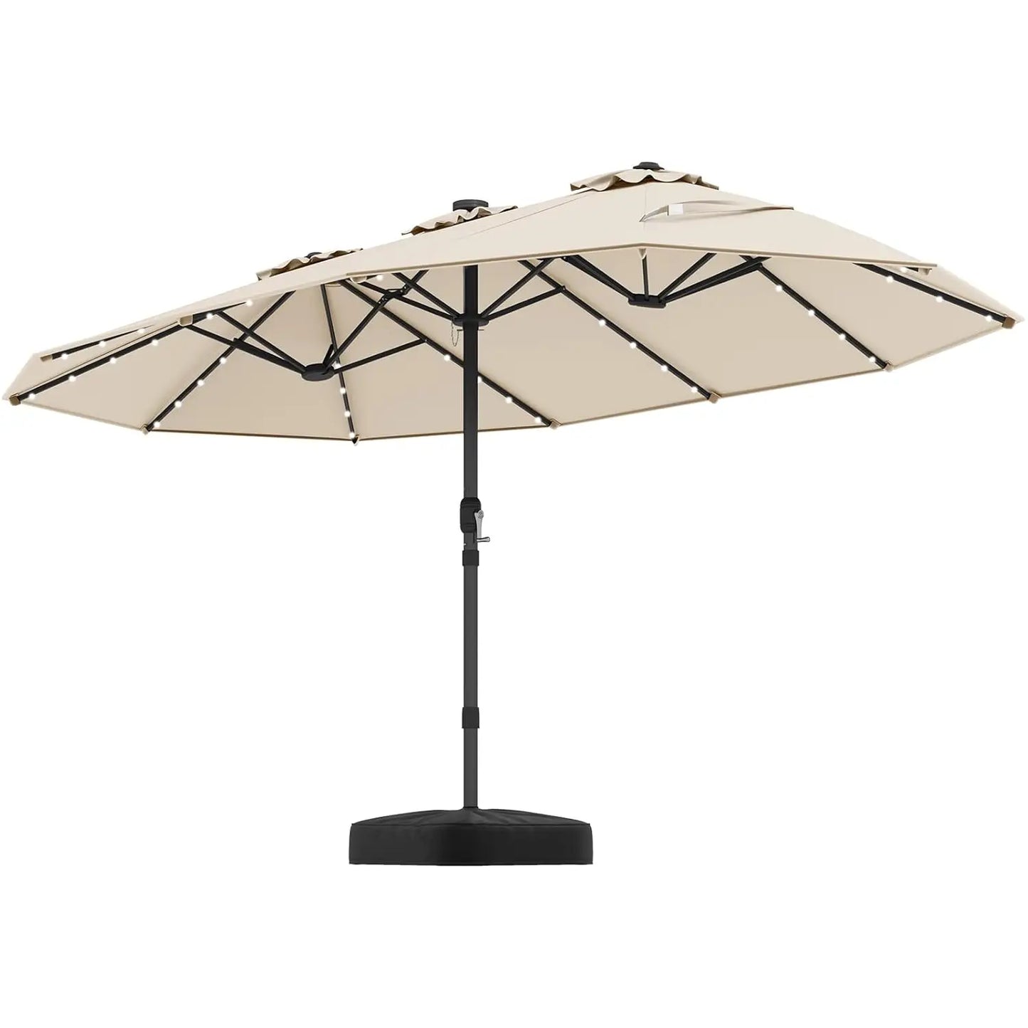 Double Sided Solar Patio Umbrella With 48 LED Lights