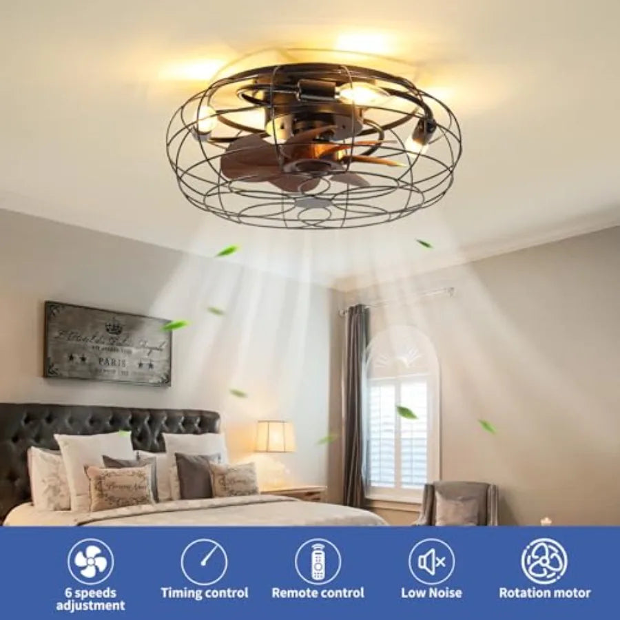 Outdoor Ceiling Fan With Lights And Remote Flush Mount Rustic