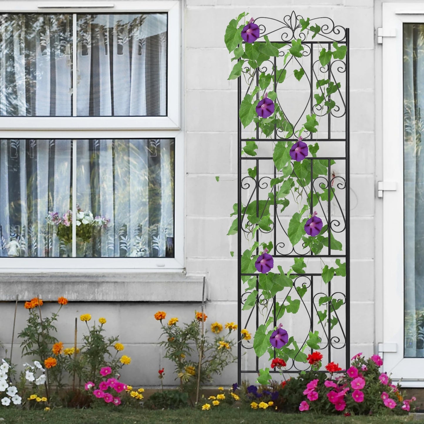 2pcs Tall Rustproof Metal Garden Trellis for Climbing Plants Plant Support Fence Decorative Garden Accessories