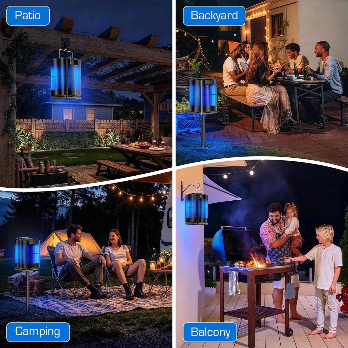 Solar Bug Zapper Outdoor Mosquito Zapper Cordless Waterproof Fly Zapper with Illuminated Light Ground Bracket