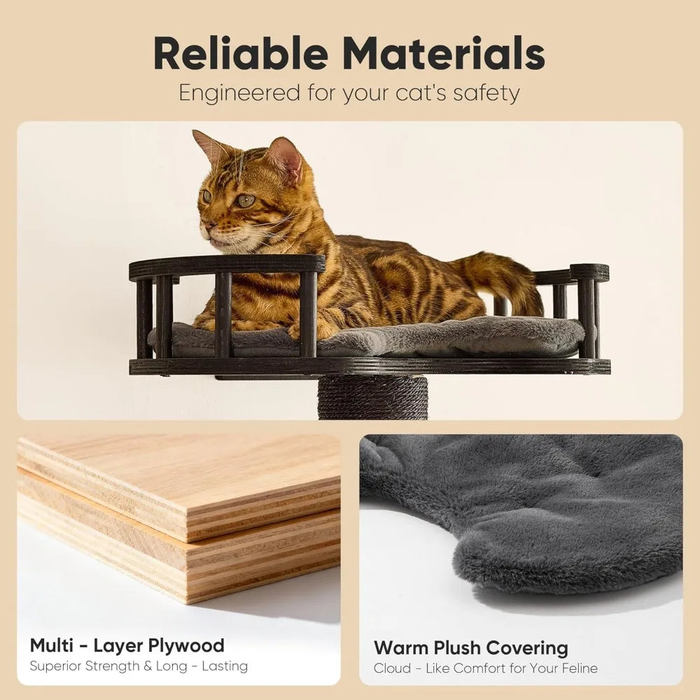 4 In 1 Cat Wall Shelves Kit With Hammock Bed Perch Scratching Mat