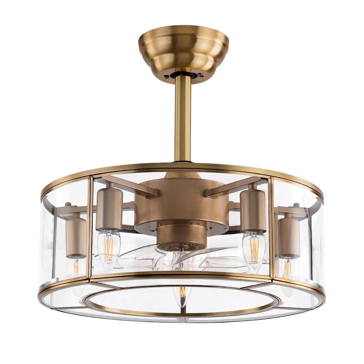 Indoor Ceiling Decoration Fixture, Caged Ceiling Fan Light, 18 Inch Gold Reversible Fan Light, Fan Light for Bedroom & Dining Room Daily Use
