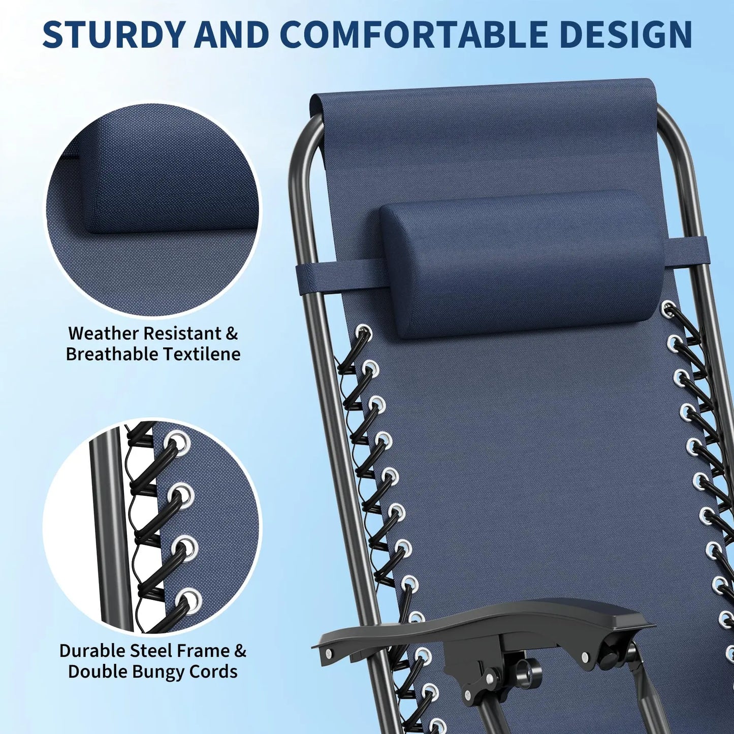 HiMISS Zero Gravity Folding Lounge Chairs Set Of 2 With Pillow Cup Holder