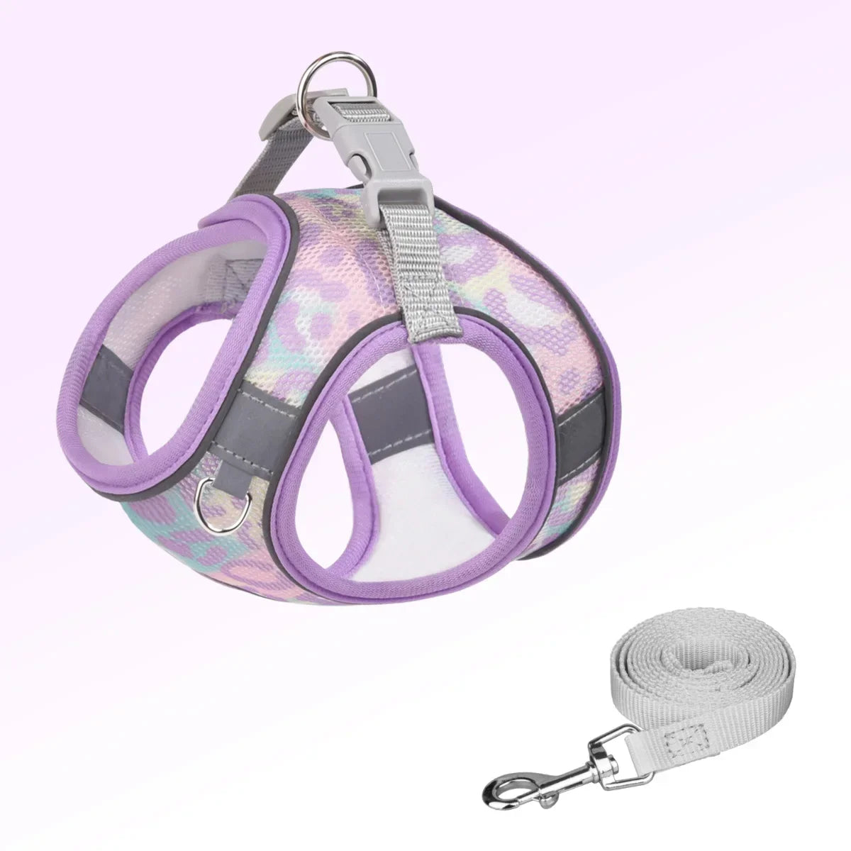 HP214--1pc pet dog & cat summer mesh harness with 1.5-meter pet leash.