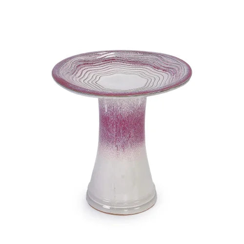 Ceramic Bird Bath With Rose Ivory Ombre Glaze For Garden