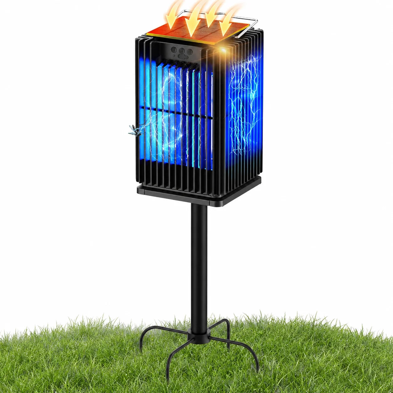 Solar Bug Zapper Outdoor Mosquito Zapper Cordless Waterproof Fly Zapper with Illuminated Light Ground Bracket