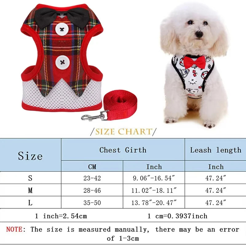 Elegant Bowtie Pet Harness Leash Set For Cats And Dogs