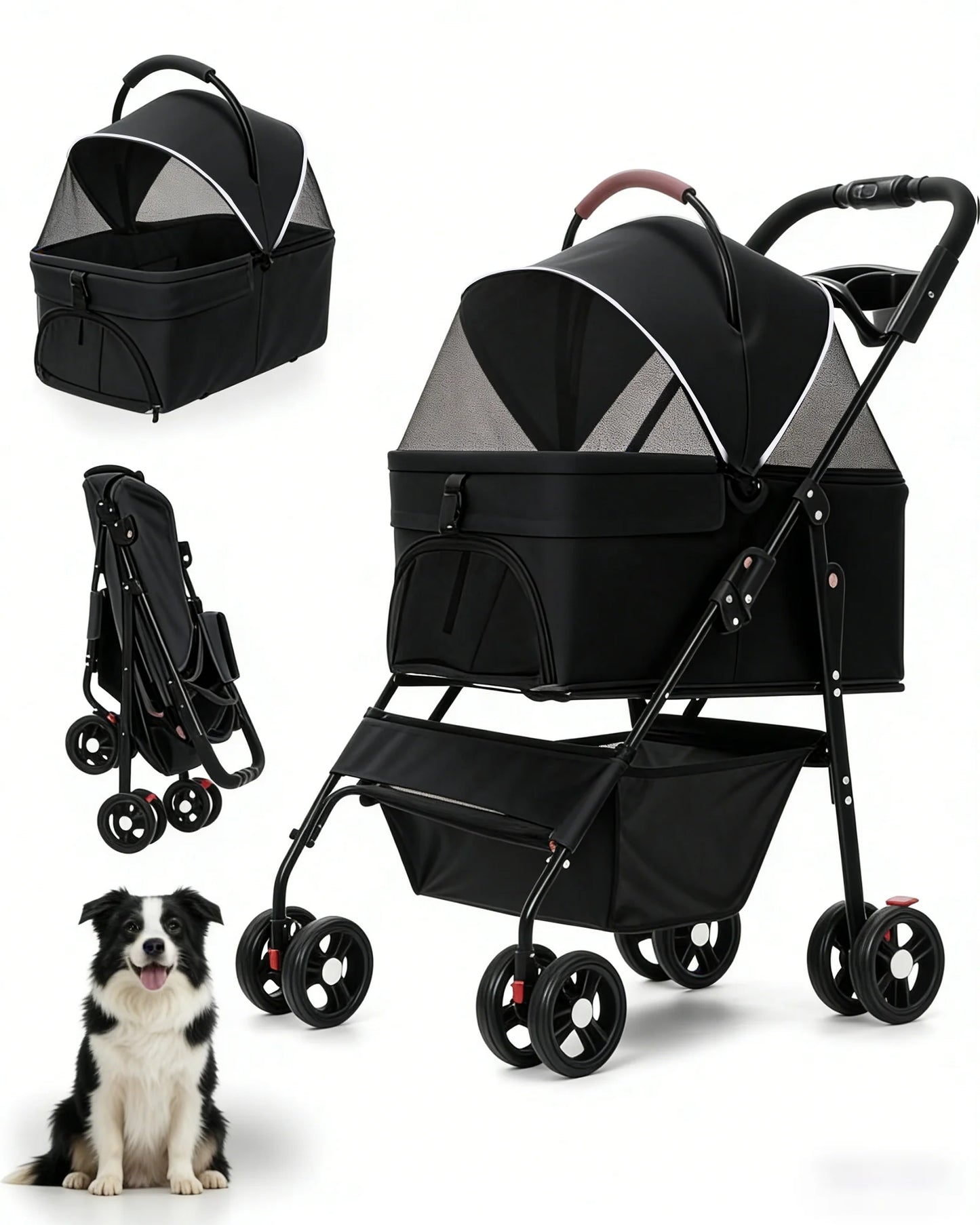 Cabusatly 2 In 1 Pet Stroller With Removable Carrier